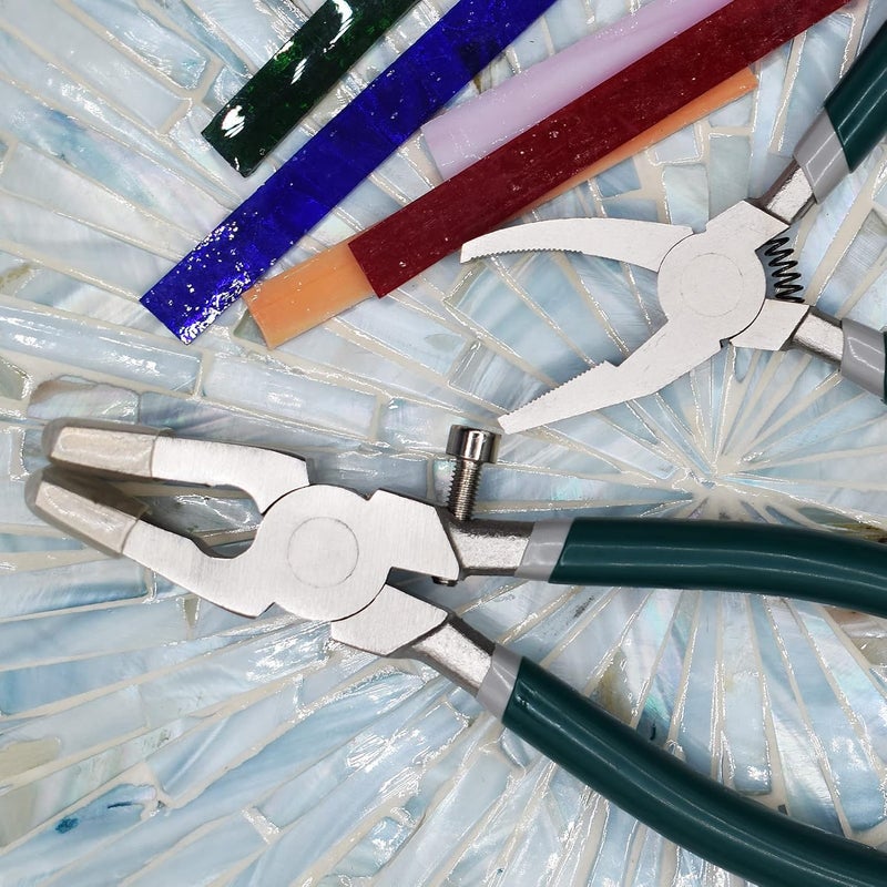 GINWORD 2 Pcs Heavy Duty Glass Cutting Pliers, Glass Running Pliers Tips with Adjustable Screw, Stained Glass Tool, Tile Cutters Tool - Image 5